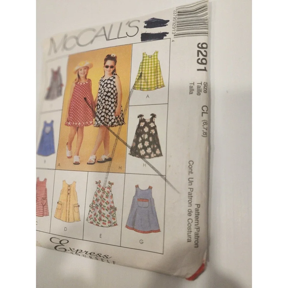 McCall's Express Yourself Pattern #9291 Girls Dresses Sizes‎ 2-8  Uncut